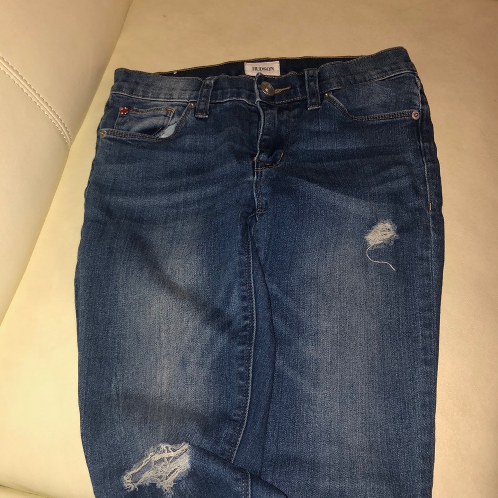 Hudson ripped jeans.